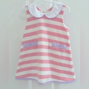 The Beaufort Bonnet Company - Striped Sleeveless Peter Pan Collar Dress 18-24 M